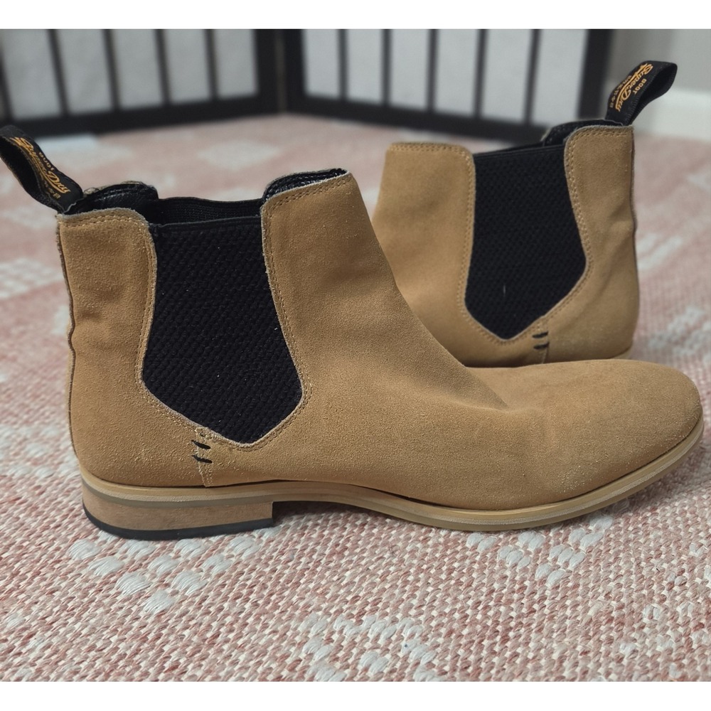 Superdry British Rock Mens Tan Suede Chelsea Boots Mens Size 10 US